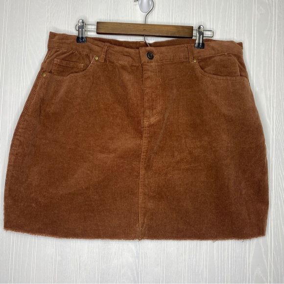 Rue21 Dresses & Skirts - Rue 21 Brown Corduroy Mini Skirt Raw Hem Size 2X